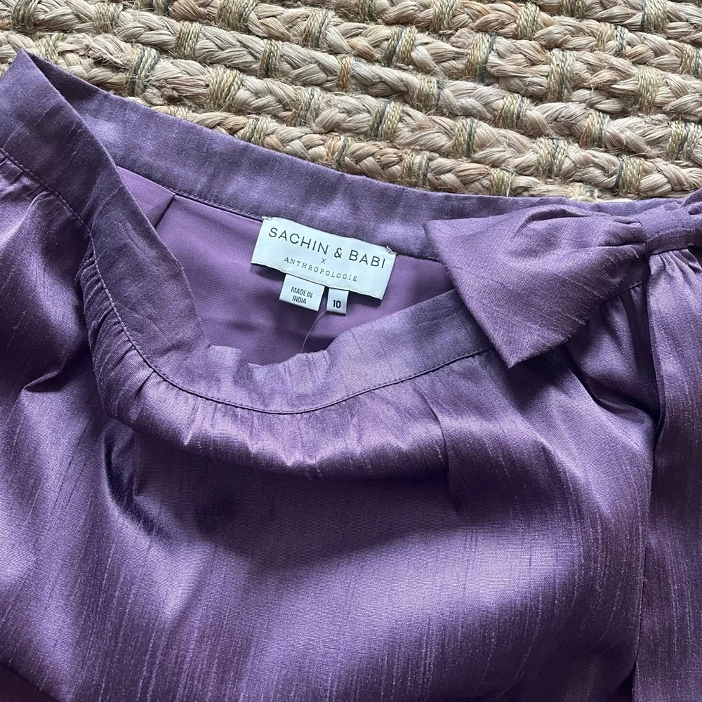 Anthropologie Sachin + Babi Purple A-Line Skirt with Blue and Burgundy Layers - Picture 4 of 5